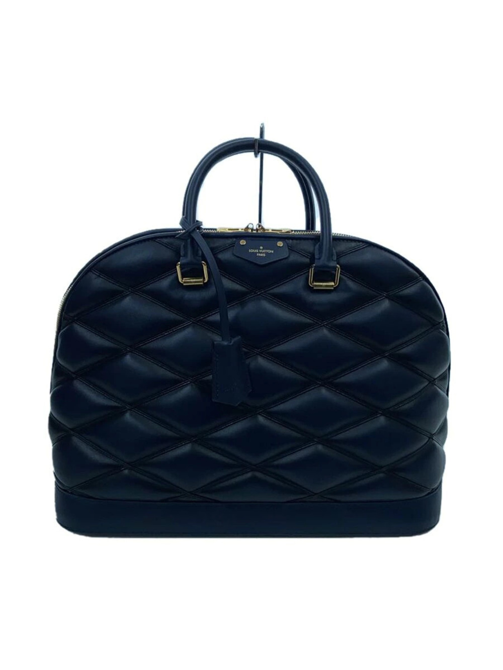 LOUIS VUITTON Alma Malletage Handbag Leather Navy Blue LV